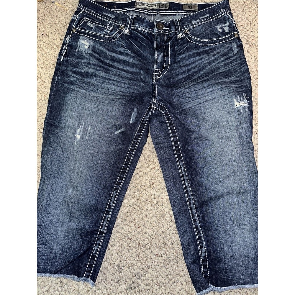 BKE Jeans Women 33 Blue Straight Low Rise Capris